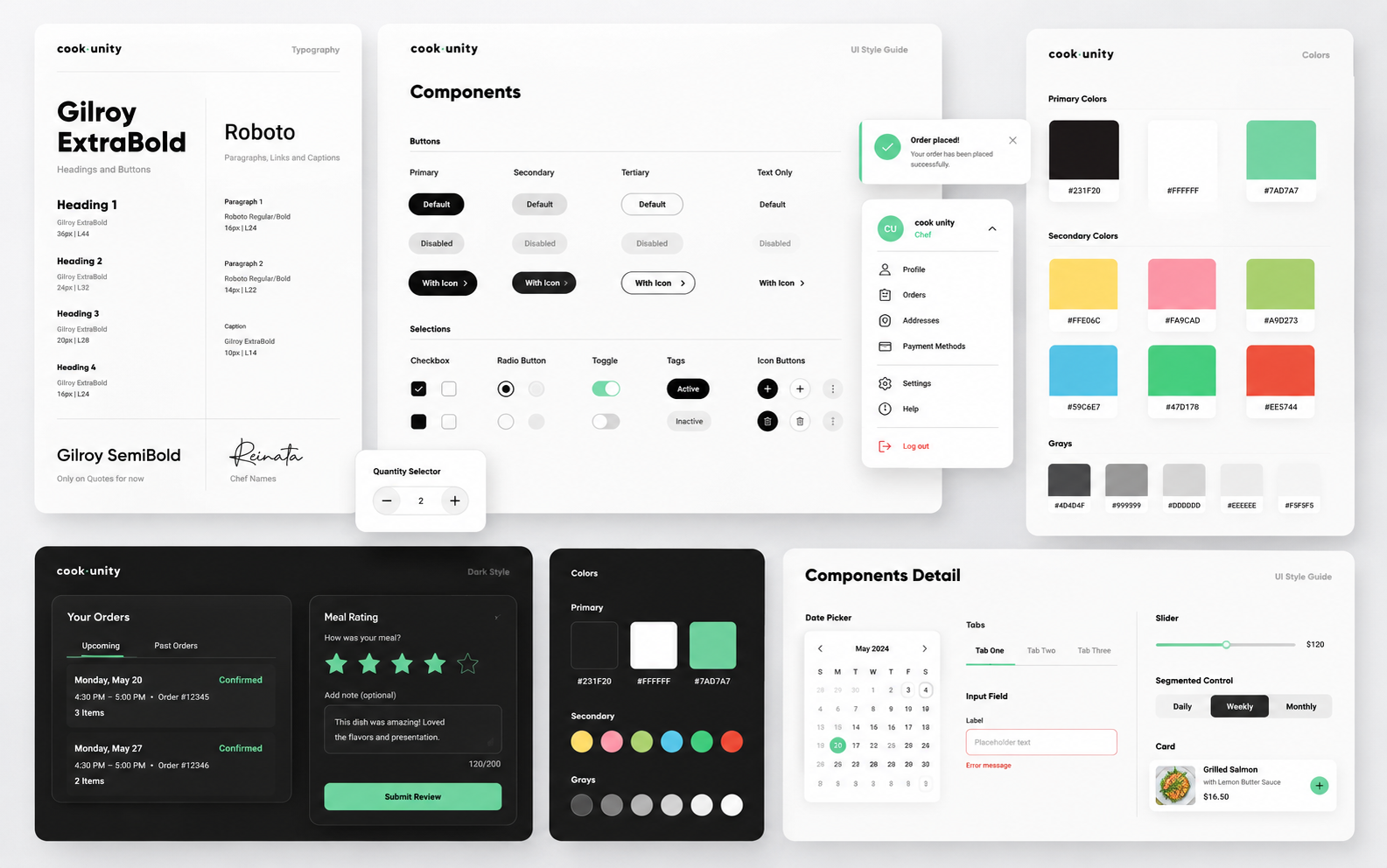 CookUnity design system: typography, components and color palette