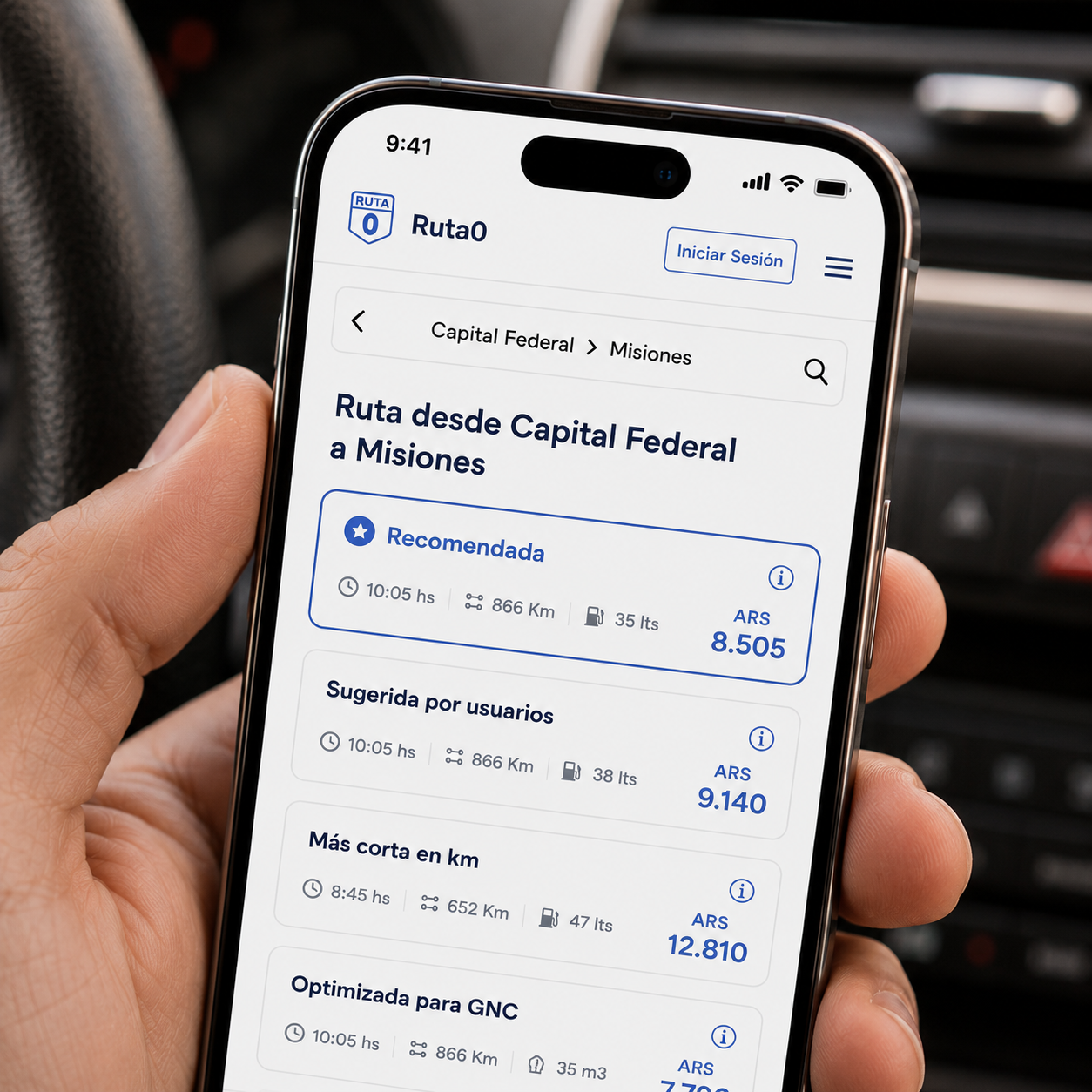 Ruta0 mobile route and map view